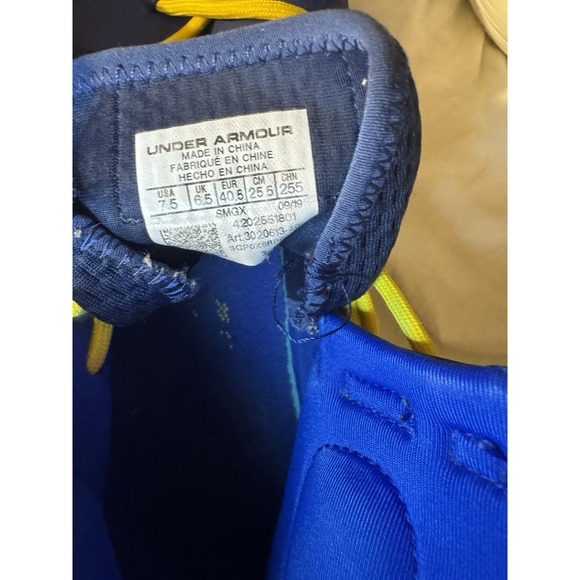 Under Armour UA SC 3Zer0 II Steph Curry Shoes Blue Yellow White Size 7.5 Mens - Picture 6 of 7